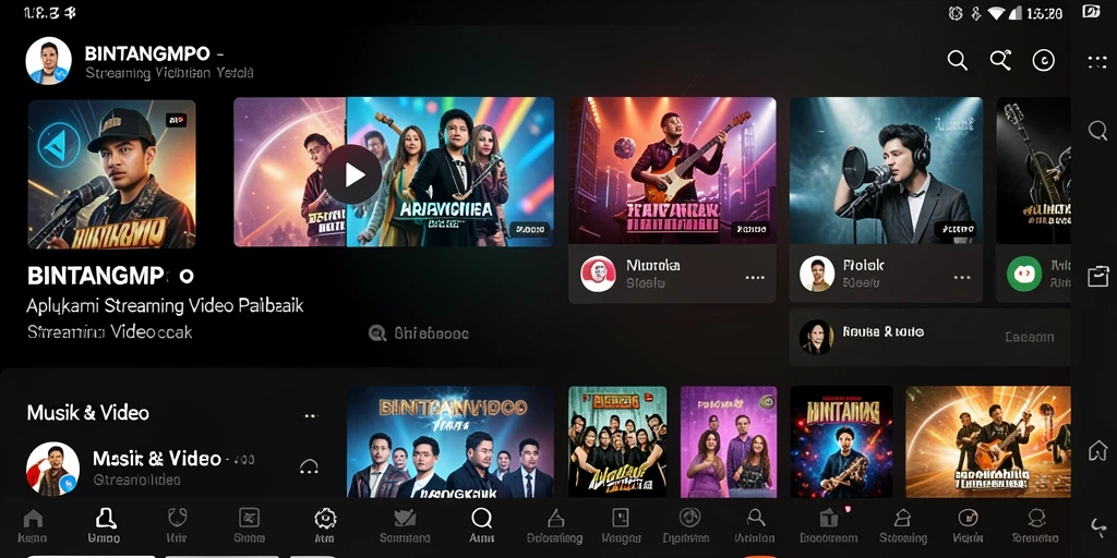 Antarmuka aplikasi BINTANGMPO yang menarik untuk Streaming Video.