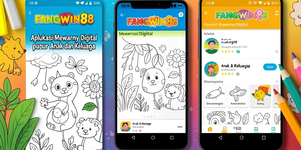 Tampilan antarmuka FANGWIN88 dengan variasi gambar mewarnai.