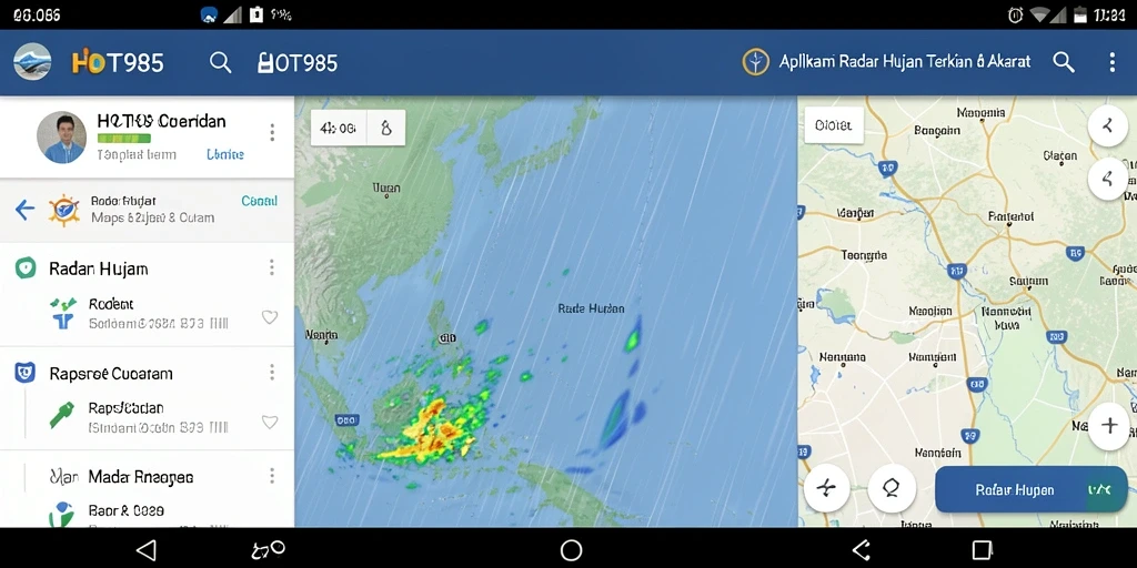 Tampilan antarmuka aplikasi Radar Hujan dari HOT985.
