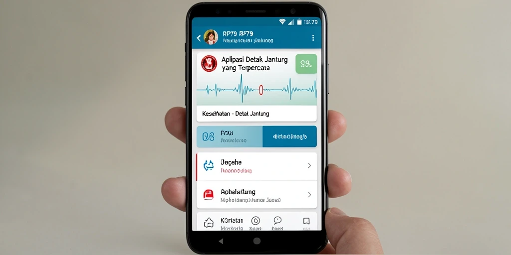 Antarmuka aplikasi Detak Jantung RP79 yang intuitif dan informatif.