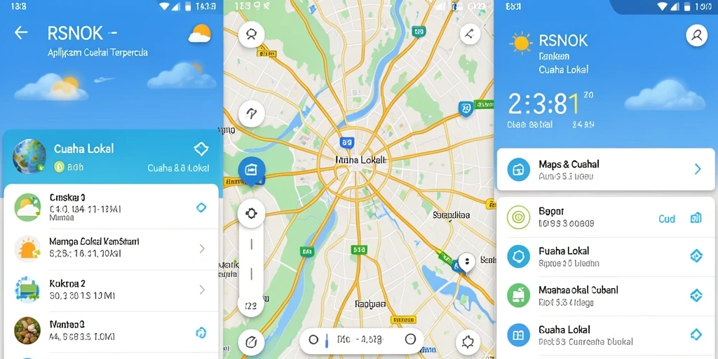 Screenshot antarmuka utama RSNOK menampilkan cuaca terkini.