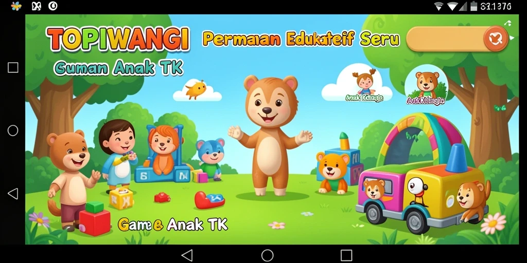 Antarmuka menarik dan interaktif dari aplikasi Game Anak TK TOPIWANGI.