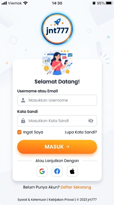 Tampilan halaman login jnt777